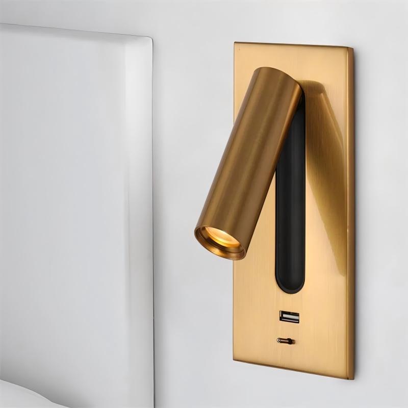 LED Wall Light with USB Charging – Rotatable Bedside Reading Sconce