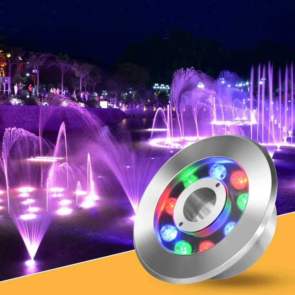 Stainless steel underwater fountain light for pools and water features