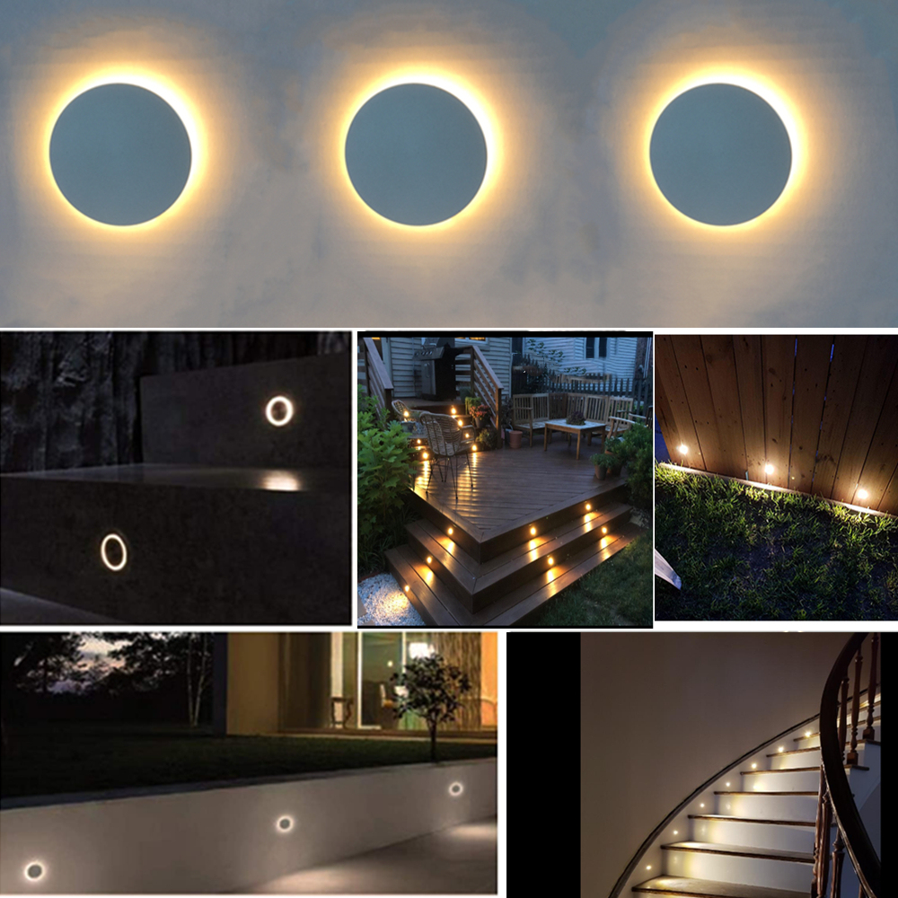 recessed LED step light installed on an outdoor stair
