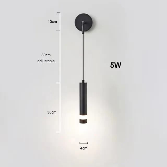 Modern bedside reading wall lamp in black finish