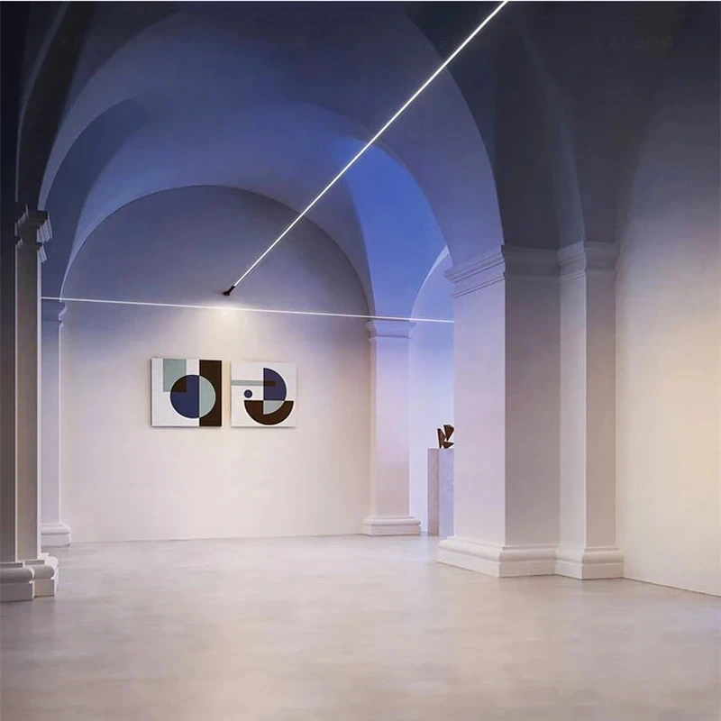 Long RGB LED wall light installed on a contemporary interior wall