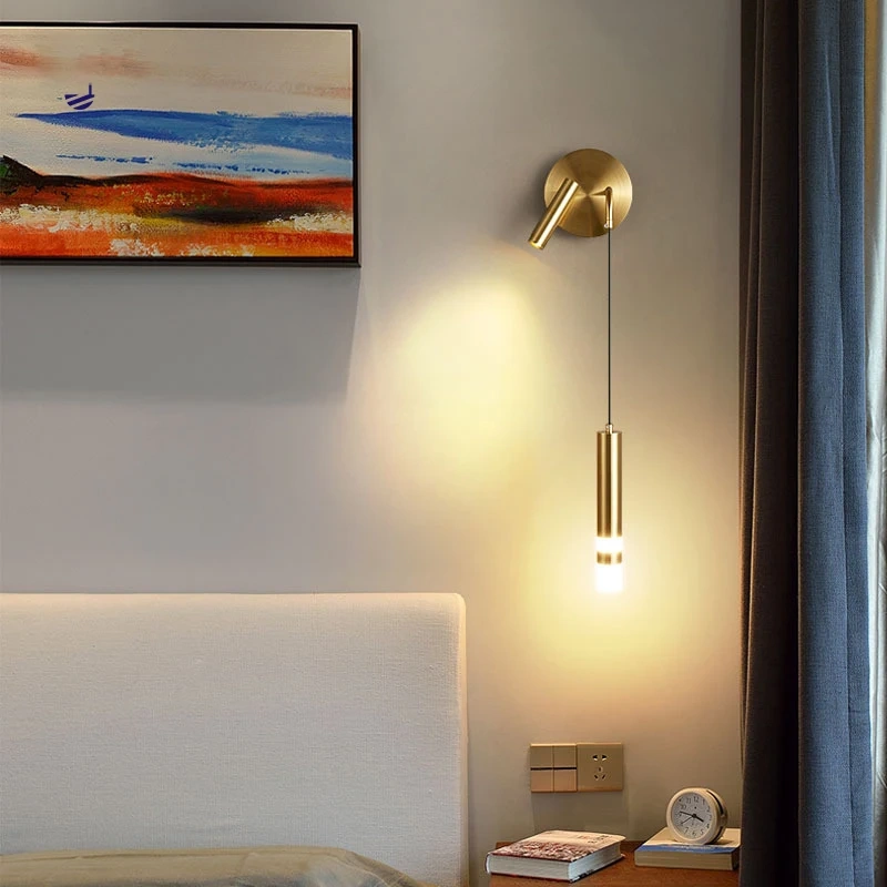 Modern metal wall lamp with acrylic shade for bedroom