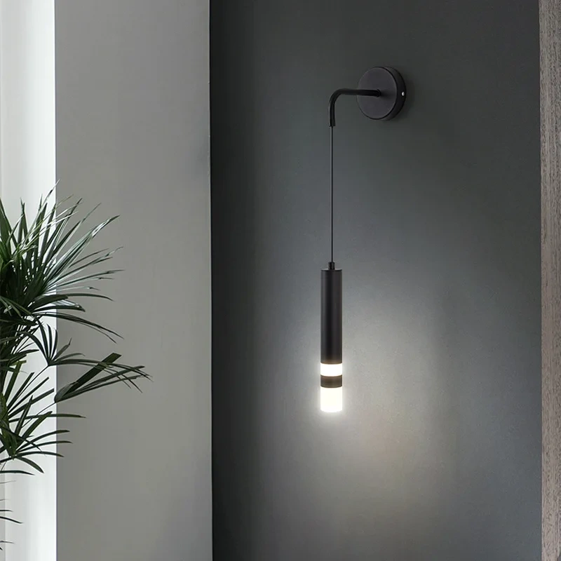 Black and gold LED wall lamp for hotel bedside lighting