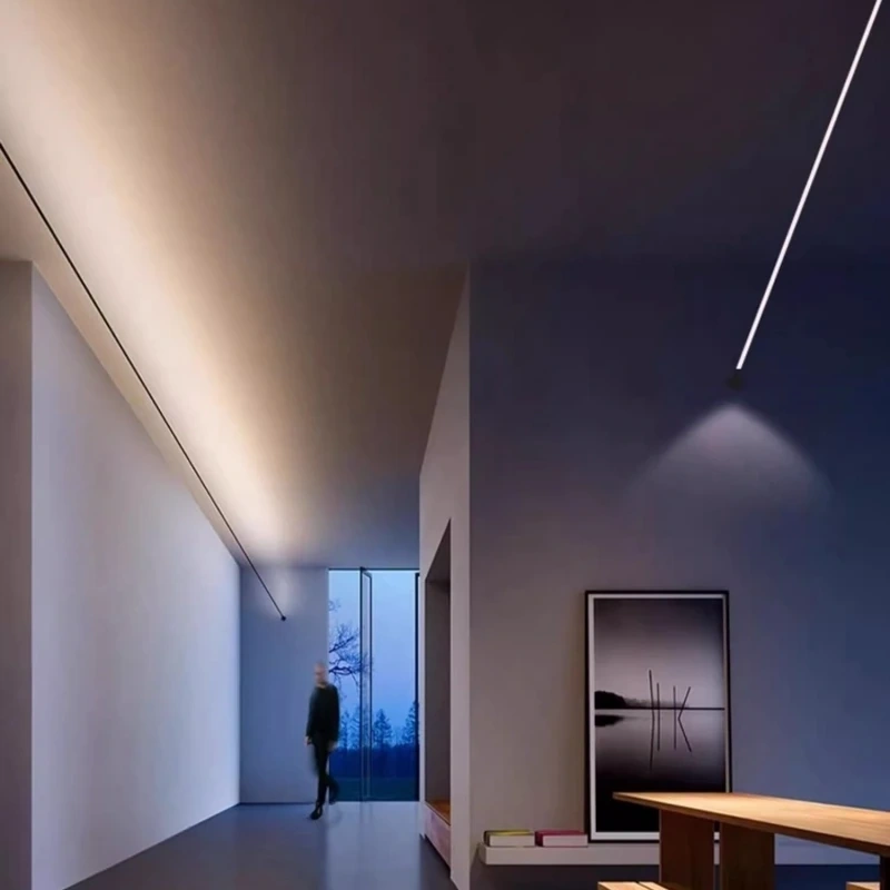 Black steel-bar RGB LED wall sconce for bedroom lighting