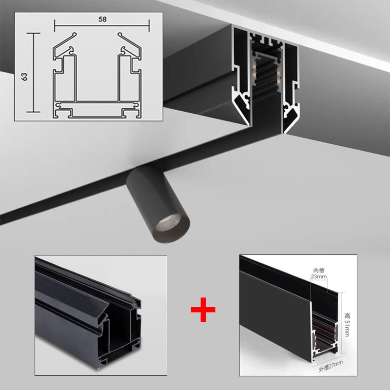 Foreign trade special magnetic track lamp soft film ceiling lighting embedded concealed embedded lamp track spotlight