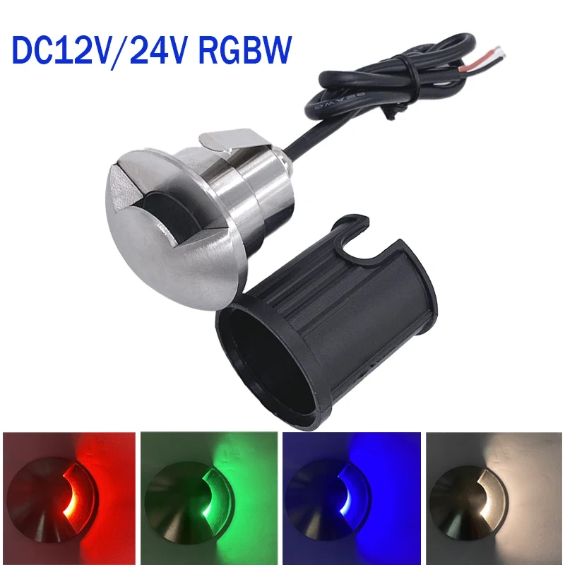 Round recessed LED garden light installed in outdoor landscape