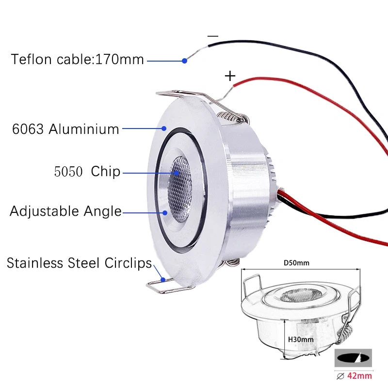 Dimmable recessed LED spotlight for retail display cabinets