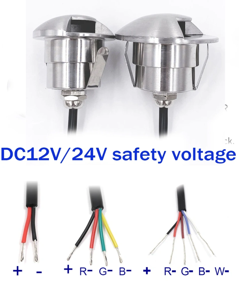 Side-emitting LED Outdoor Garden Lights, RGBW, IP68 Waterproof, In-ground Spotlights, 12V/24V DC, Suitable for Recessed Lighting
