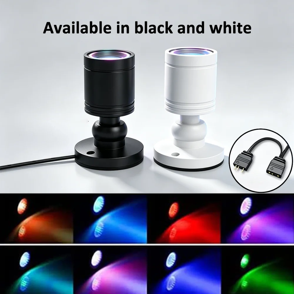 Black 3W ARGB mini spotlight with 5V 3-pin connector