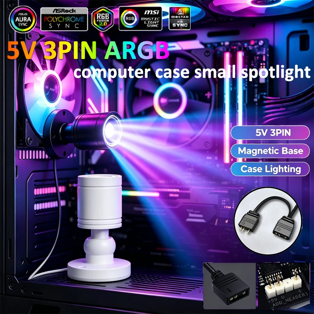 3W ARGB mini spotlight for gaming PC case lighting