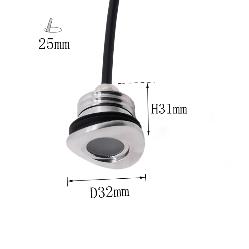 Dimmable Outdoor LED Handrail Stair Railing Curved Light Waterproof IP68 Mini Recessed Spot Exterior Terrace Lamp 12V 24V 1W