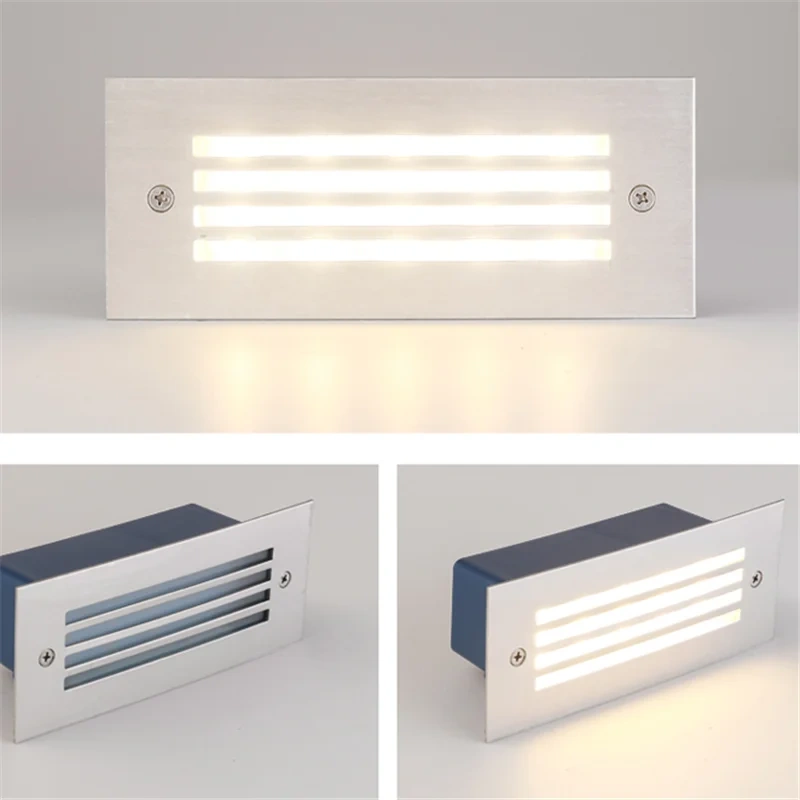 Grille LED step light showing warm white illumination
