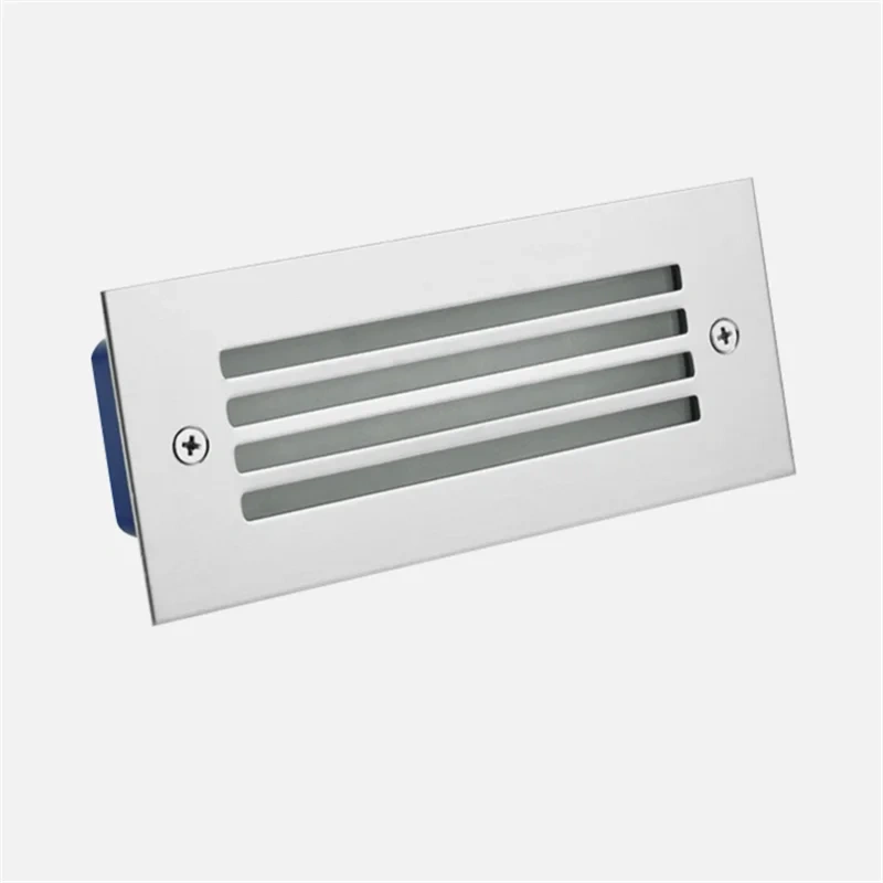Rectangular frosted LED step light for recessed wall installation