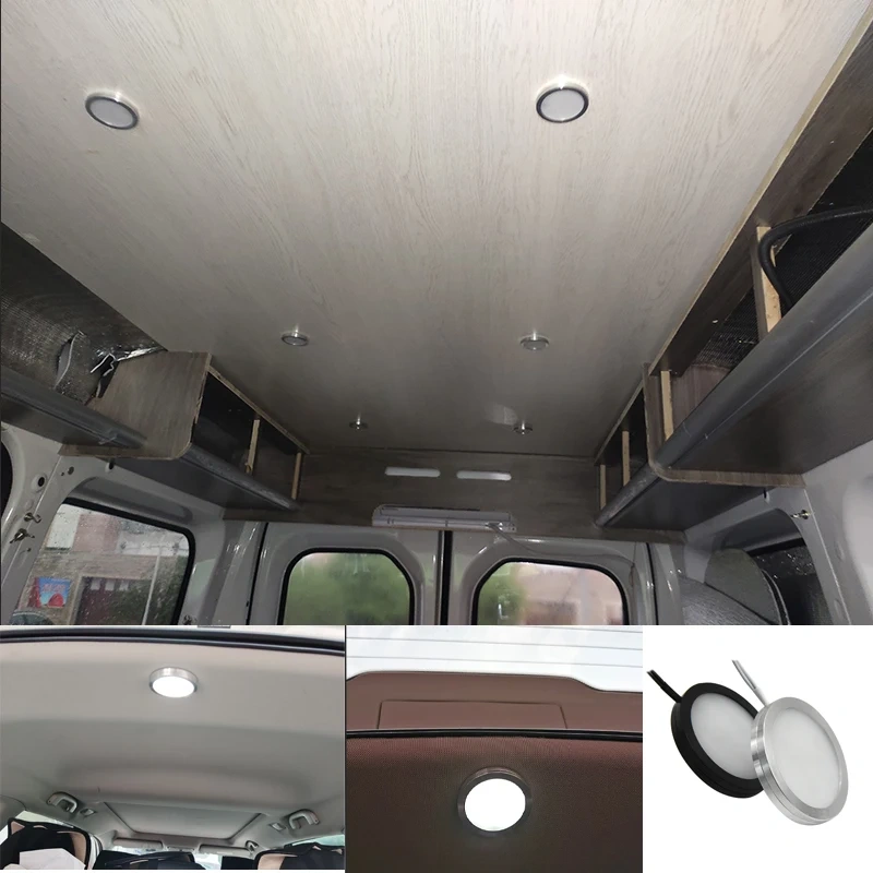 Black surface mounted RGBW LED puck light for cabinet lighting