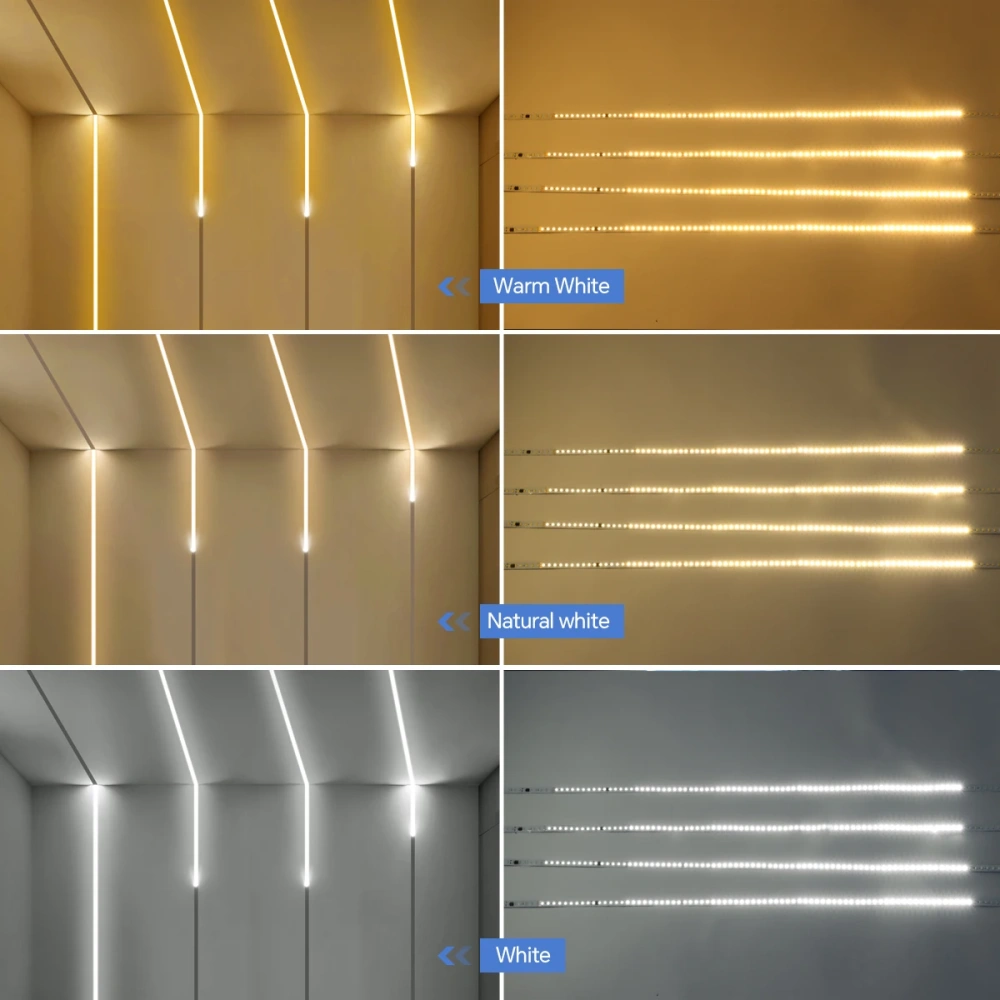 Warm white, natural white and cool white chasing LED strip options