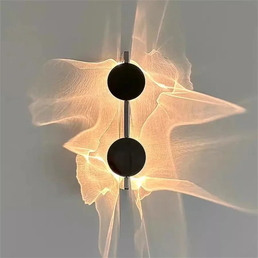 Close-up of the ripple lighting effect from a double-head LED wall lamp