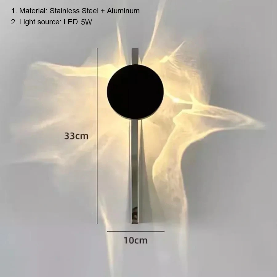 Single-head 5W LED wall light with 33cm height and 10cm width
