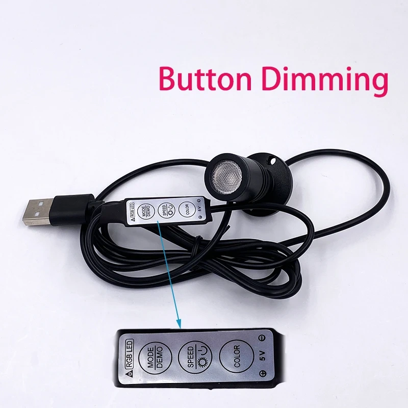 Mini RGB LED spotlight with inline button controller