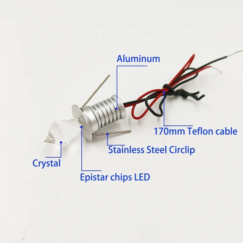 Mini LED spotlight dimensions showing an 18mm diameter and 13mm cutout
