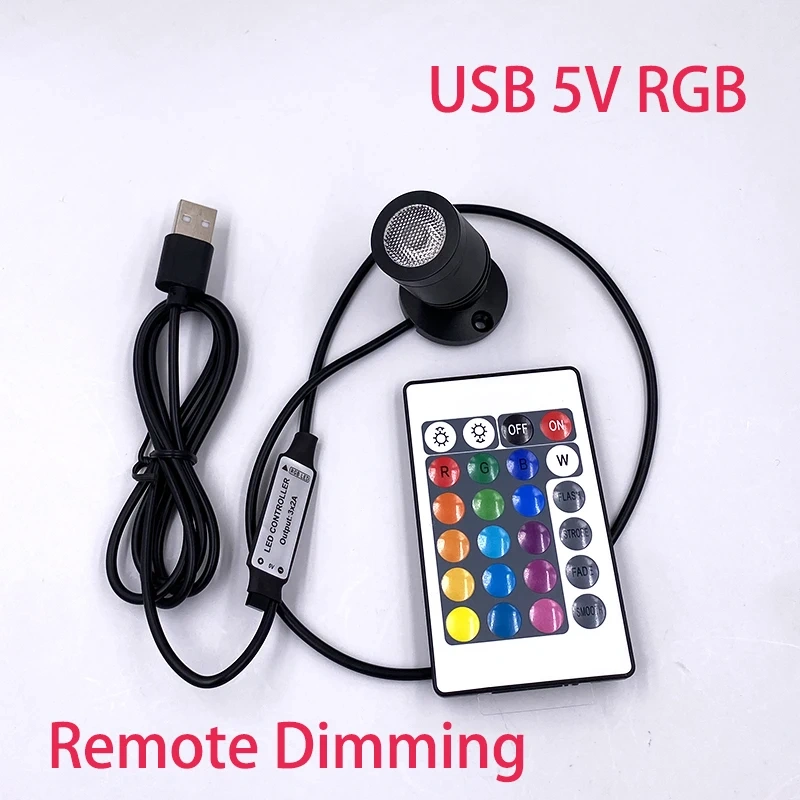 Rgb Led Spot Light Usb 5V Remote Dimming Mini Bulb 1W 3W Cabinet Showcase Dollhouse Jewelry Lamp Stage KTV Bar Light
