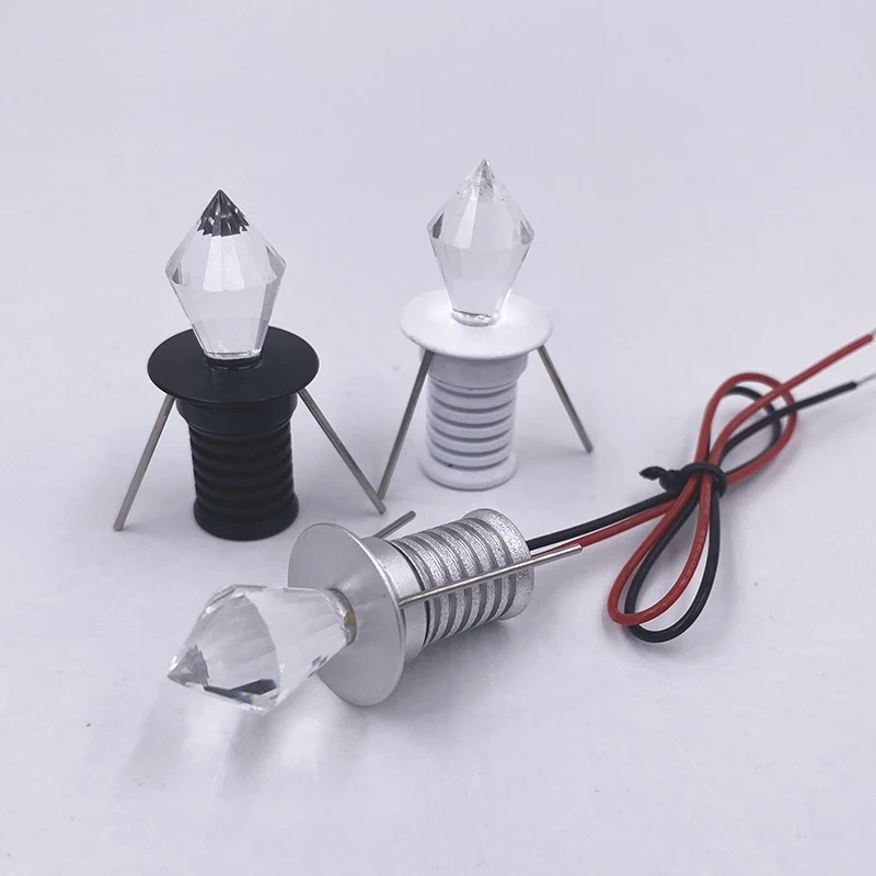 Black 12V mini LED spotlight with spring mounting clips