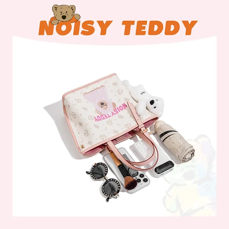 NOISY TEDDY 2025 New Style Playful Teddy Bear & Strawberry Bear Mother-and-Child Vegetable Basket Bag