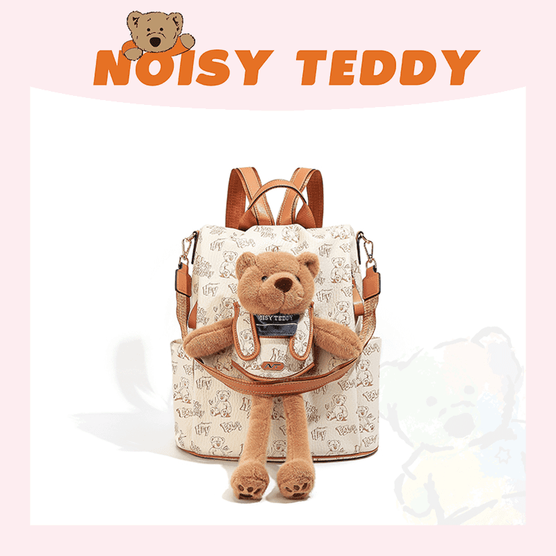 NOISY TEDDY2025新款嘻闹泰迪草莓酪甜甜圈潮流百搭双肩包背包