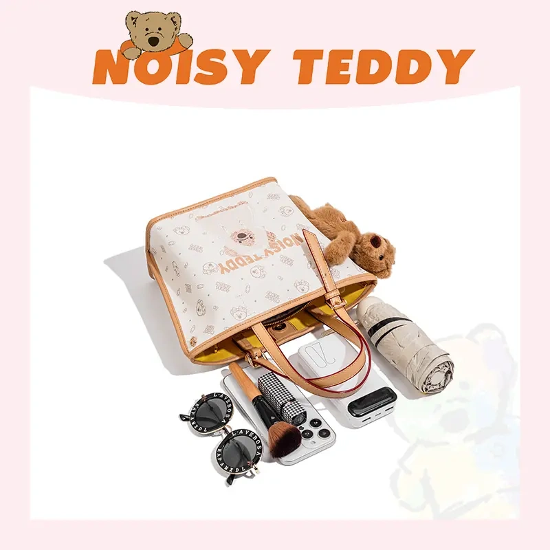 NOISY TEDDY 2025 New Style Playful Teddy Bear Sweet Magic Cube Vegetable Basket Mother-and-Child Bag