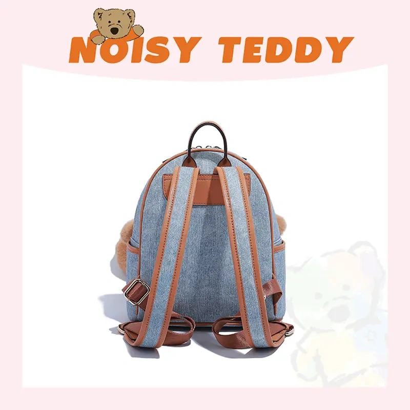 NOISY TEDDY 2025 New Style Playful Teddy Bear & Playful Caramel Donut Trendy, Fashionable and Versatile Backpack