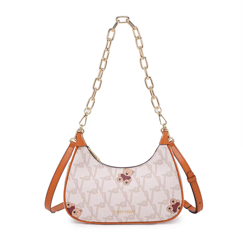 NOISY TEDDY25 New high-end retro printed women's crescent-shaped underarm bag, single-shoulder fashionable and versatile