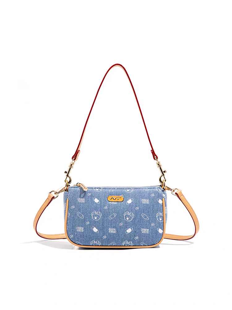 NOISY TEDDY 25 New stylish, trendy and cute printed canvas denim single-shoulder crossbody handbag, versatile