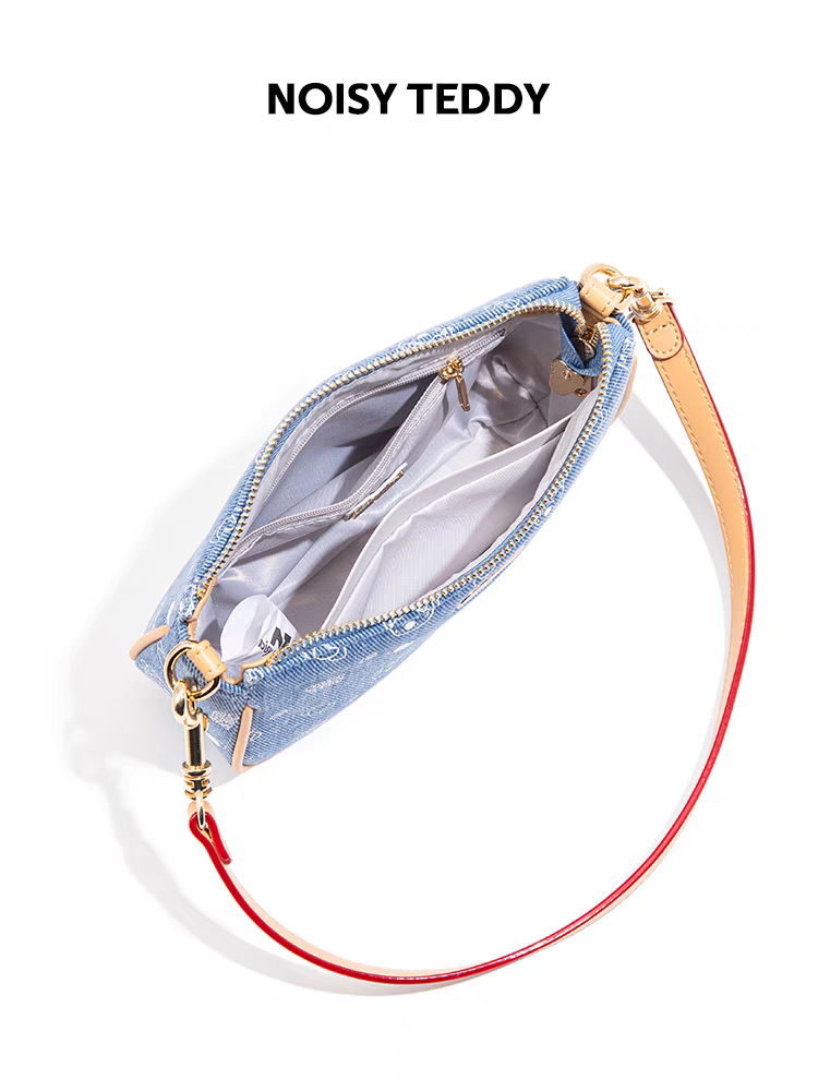NOISY TEDDY 25 New stylish, trendy and cute printed canvas denim single-shoulder crossbody handbag, versatile