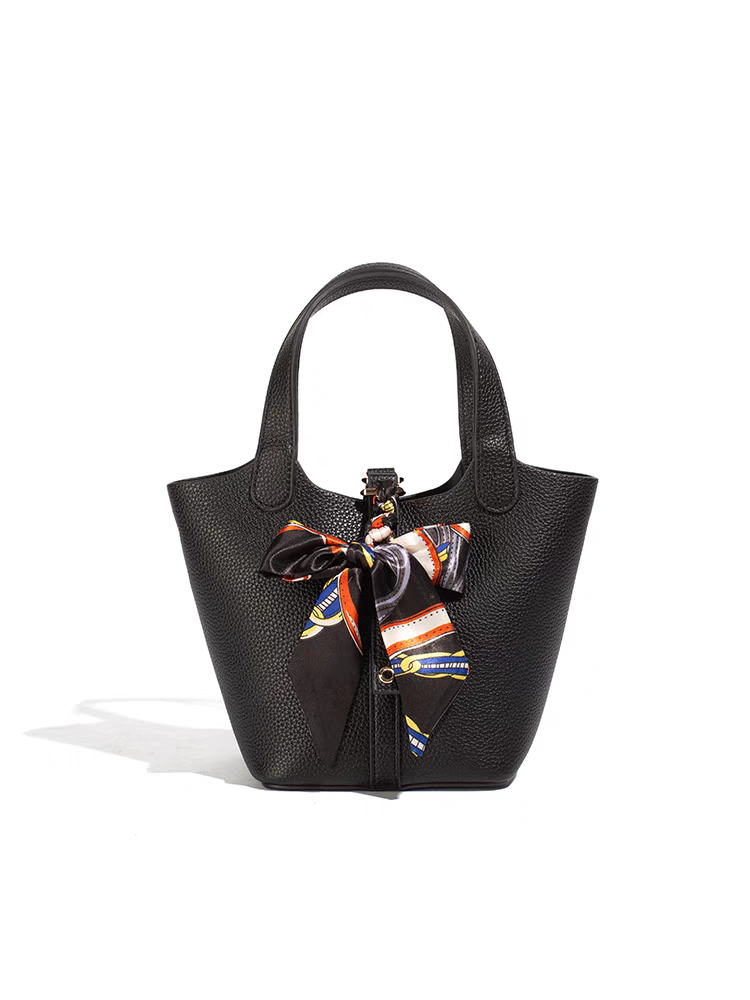 NOISY TEDDY25 New high-end and fashionable silk scarf handbag, large capacity bucket bag, versatile