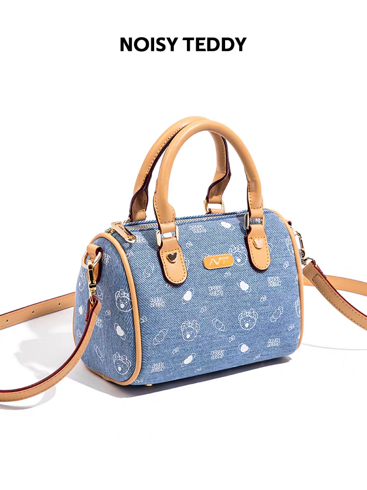 NOISY TEDDY25 New cute printed canvas denim single-shoulder crossbody fashionable and trendy handbag, versatile