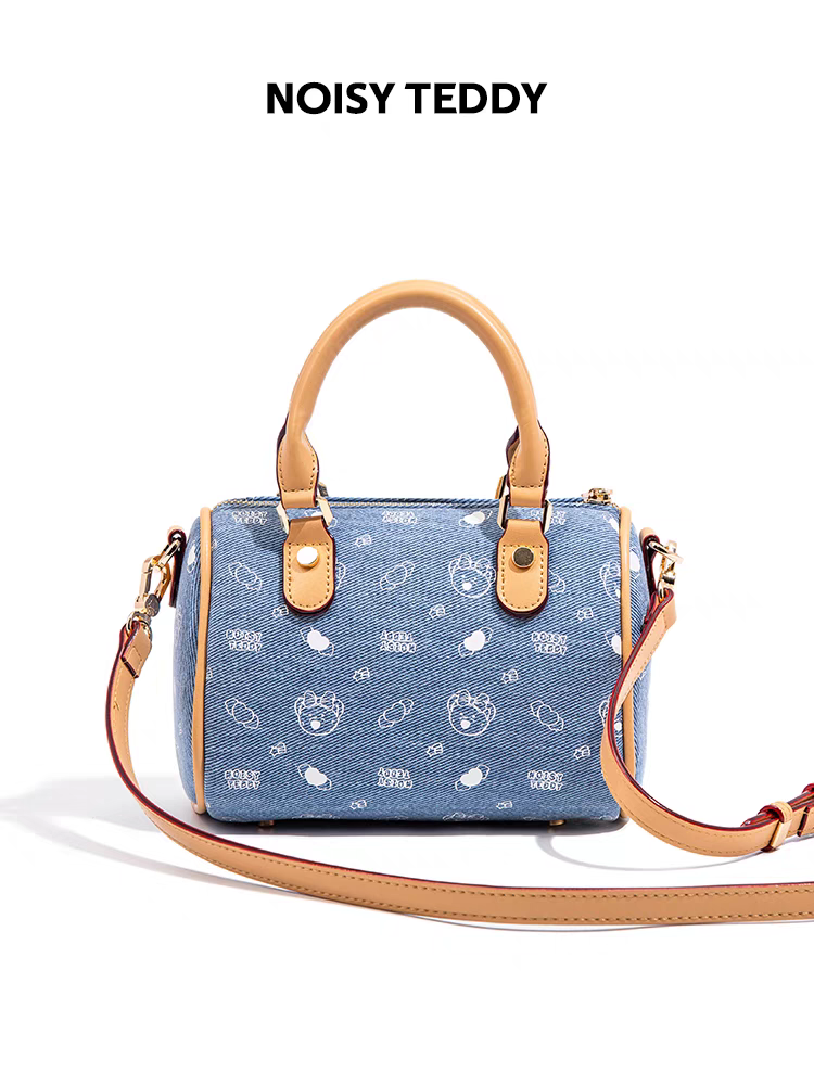 NOISY TEDDY25 New cute printed canvas denim single-shoulder crossbody fashionable and trendy handbag, versatile