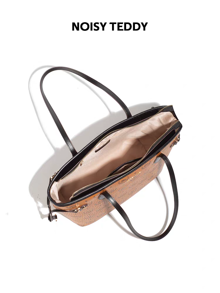 NOISY TEDDY25 New retro high-end printed texture women's trendy handbag, fashionable, light luxury and versatile