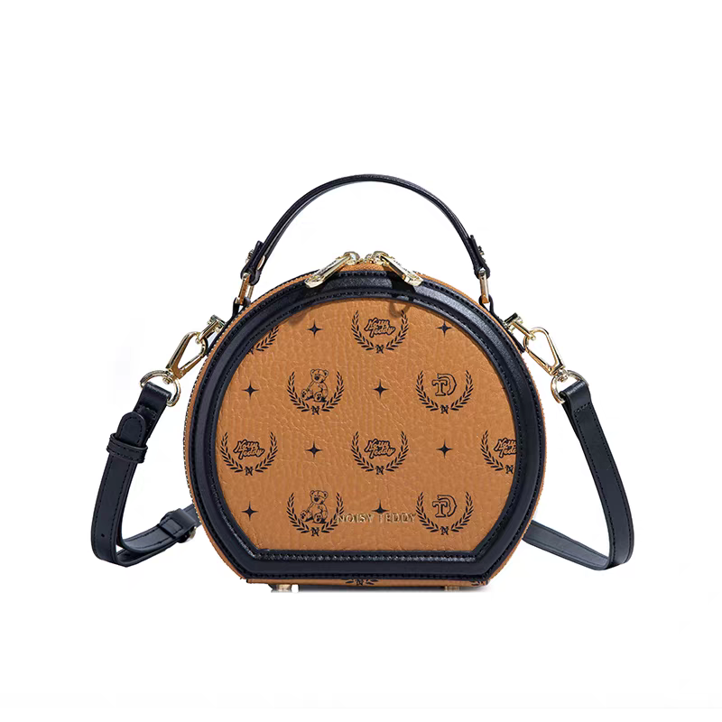 NOISY TEDDY25 New high-end women's hand-held small round bag with design and print, single-shoulder crossbody, versatile