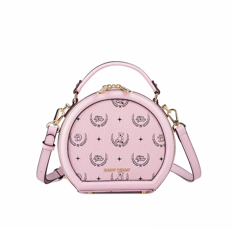 NOISY TEDDY25 New high-end women's hand-held small round bag with design and print, single-shoulder crossbody, versatile