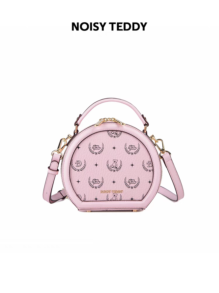 NOISY TEDDY25 New high-end women's hand-held small round bag with design and print, single-shoulder crossbody, versatile