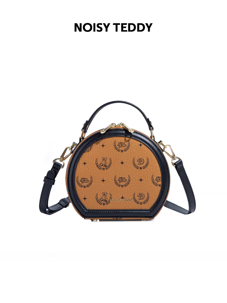 NOISY TEDDY25 New high-end women's hand-held small round bag with design and print, single-shoulder crossbody, versatile