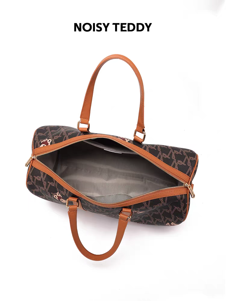NOISY TEDDY25's new lettered print trendy and fashionable women's hand-held travel bag with a retro and high-end feel