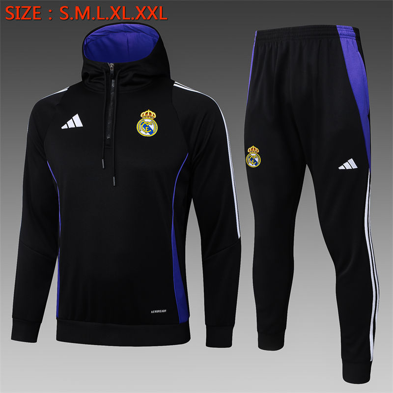 【Adult Training Wear 】F612 # 2425 Half Pull Hat Real Madrid Black