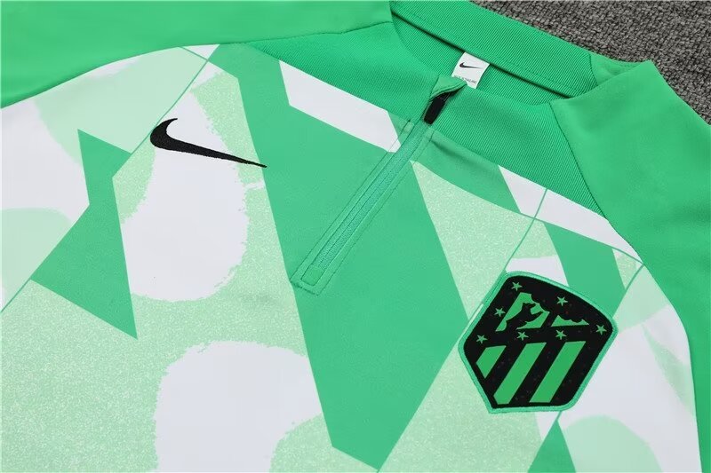 2023/2024 Atletico Madrid half-pull training uniform green camouflage uniform 1:1 Thai quality