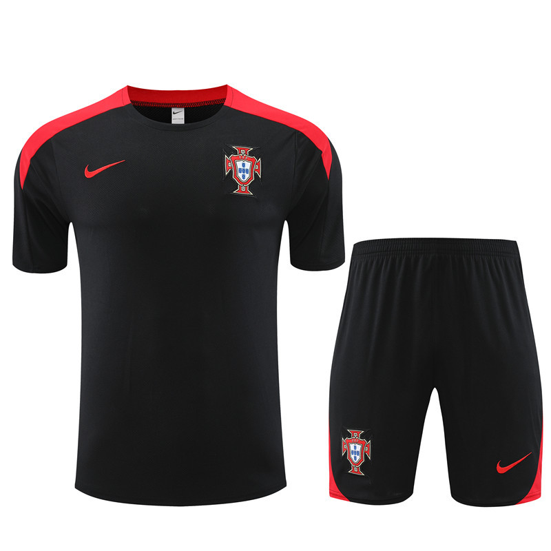 24-25 Short Sleeve Training Jersey Portugal Black
