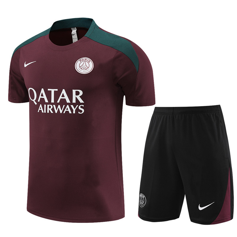 24-25 short-sleeved training clothes psg maroon