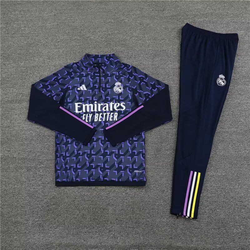 2023/2024 Real Madrid half-pull training uniform royal blue suit