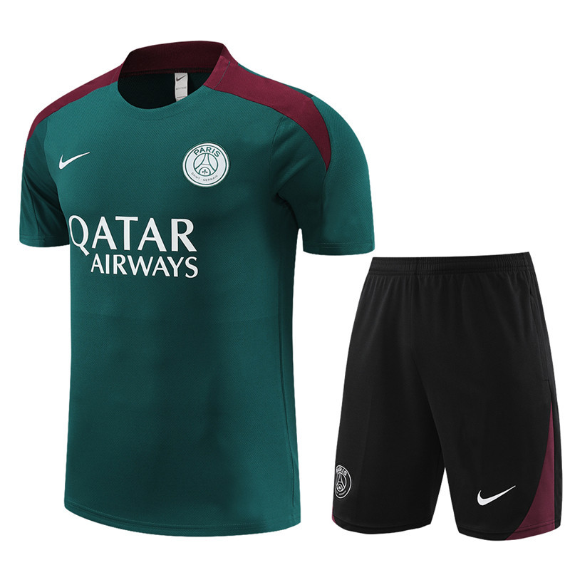 24-25 short sleeve training clothes psg green