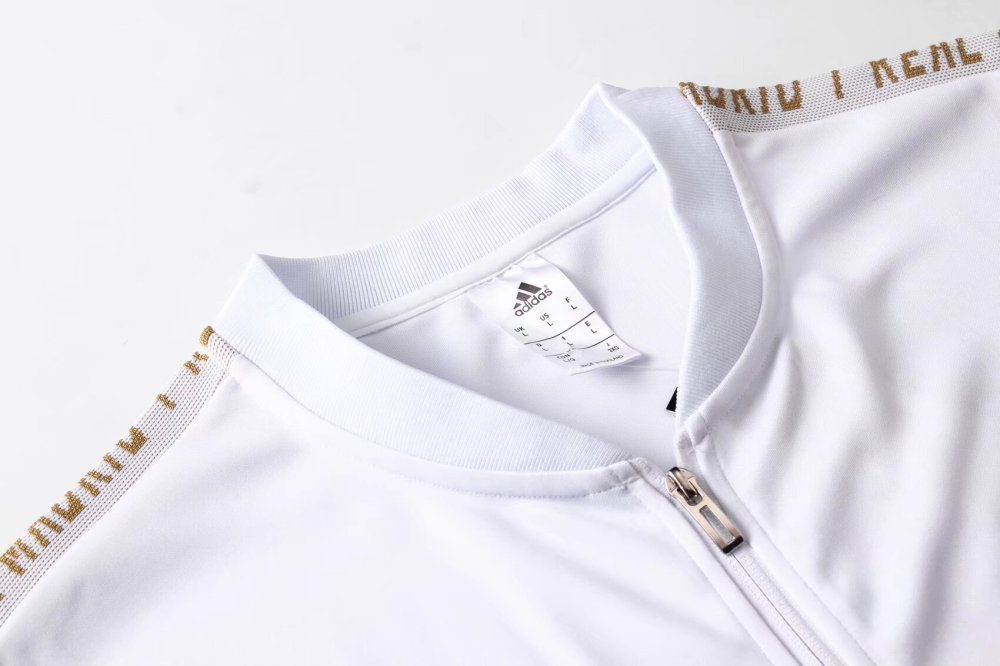 2019/2020 Real Madrid Long Zip Jacket White Football Shirt Set
