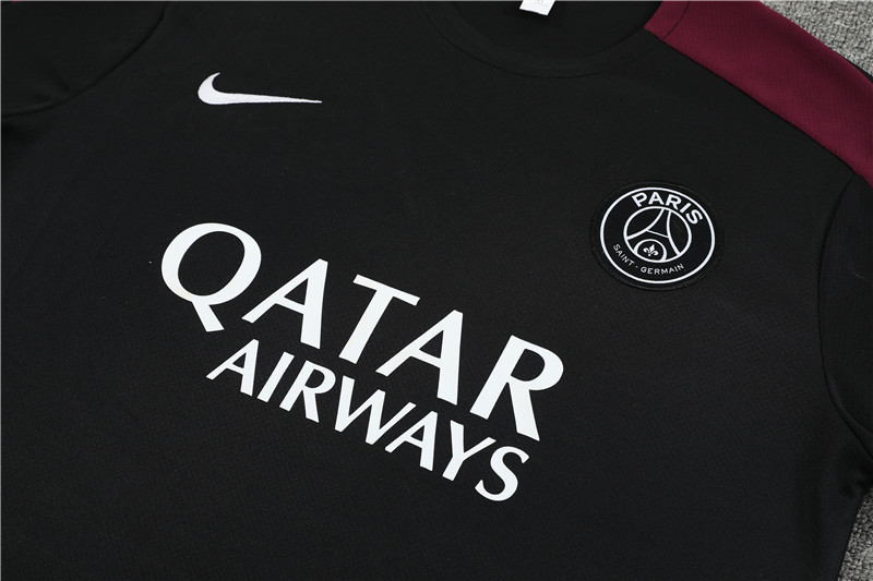24-25 short-sleeved training suit psg paris saint germain black