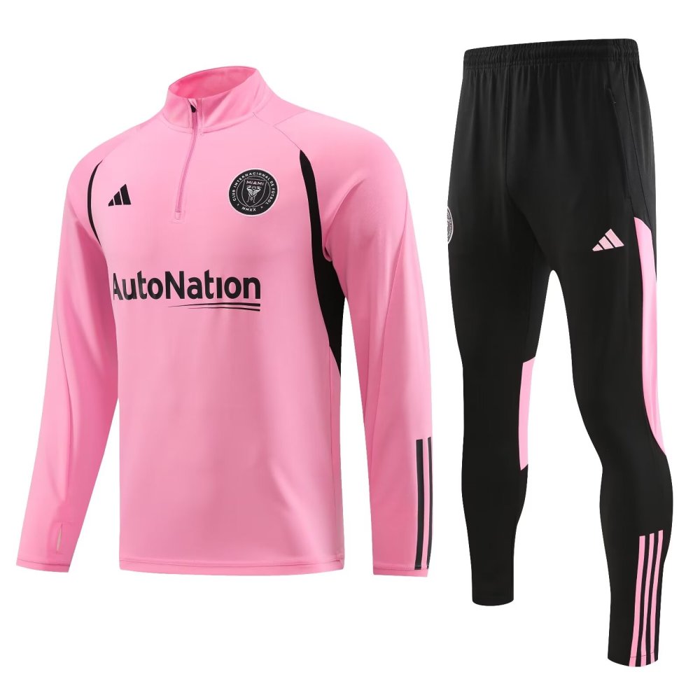 2023/2024 Inter Miami Half Pull Training Wear Pink Football Shirt 1:1 Thailand Quality Suit